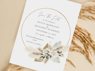 Hot Deals! Boho Palm Pampas Grass Floral Save the Date Invitation