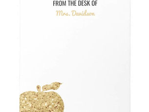 Top 5! From The Desk Of Teacher Personalized Gold Apple Notepad