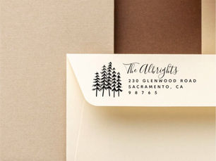 Top 5! Family Signature | Pine Trees Return Address Self-inking Stamp
