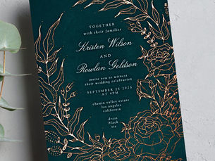 Top 10! Rose Gold Flower Wreath Emerald Green Wedding Foil Invitation