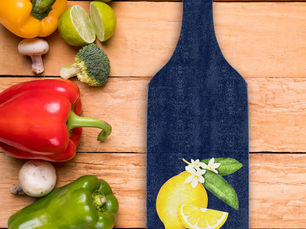 Best Price! Lemon Citrus Monogram Navy Blue Cutting Board