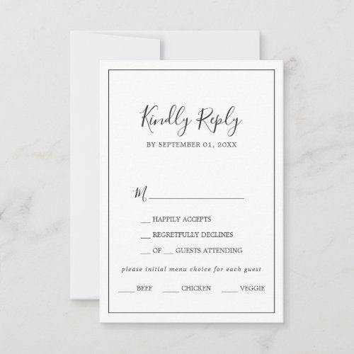 Best Price! Minimalist Menu Choice RSVP Card