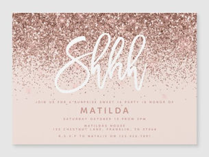 Review Rose gold girly glitter modern surprise birthday