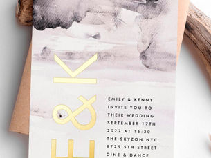 Hot Deals! Ultra Modern Gender Neutral Ink Wedding Foil Invitation