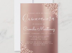 Hot Review! Quinceanera Blush Pink - Rose Gold Glitter Sparkle Invitation