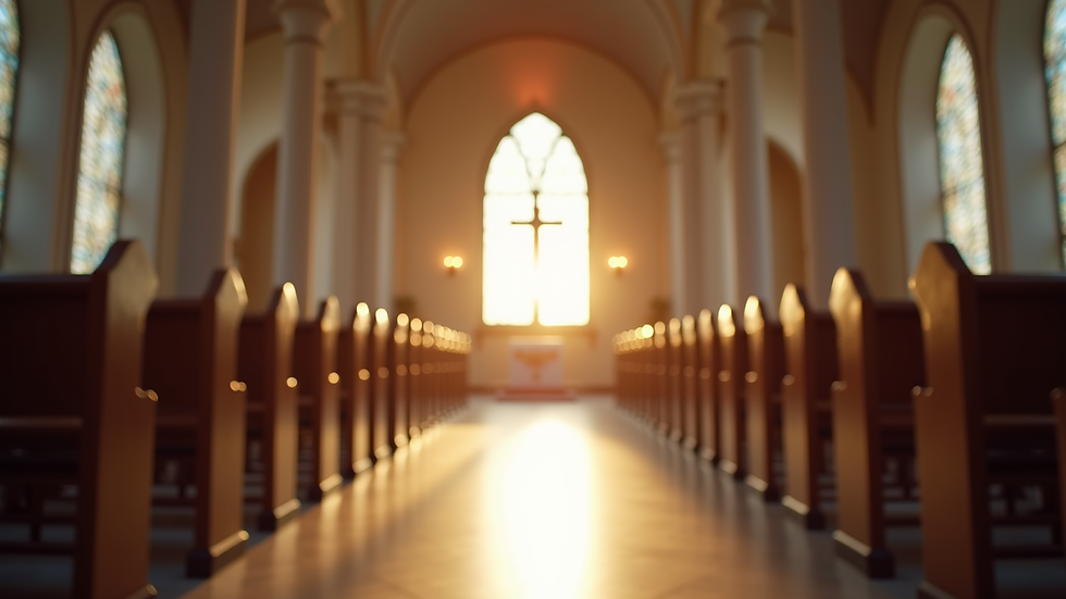 Close-up view of a serene chapel interior with soft lighting