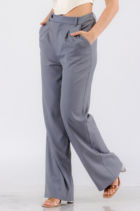 Thumbnail: Gray Relaxed Pleated Trousers