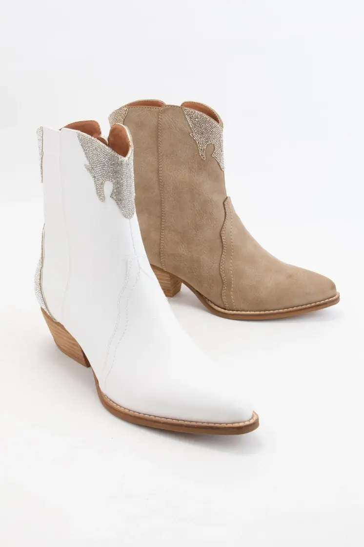 Thumbnail: White Rhinestone Cowgirl Boots