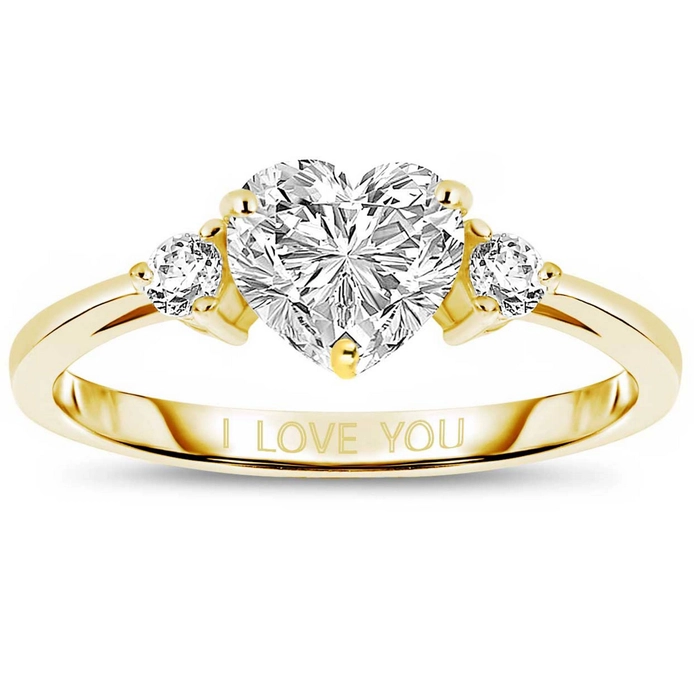 Gold Plated Over Sterling Silver CZ Heart Promise Ring