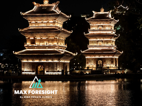 Bai Dinh Pagoda illuminated at night in Ninh Binh Vietnam during summer travel season