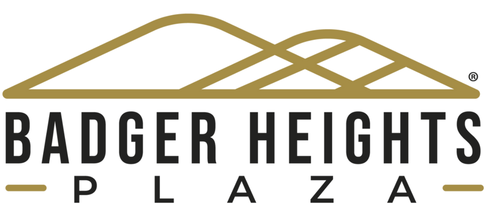 The logo for the Badger Heights Plaza Development located in Badger Mountain South Richland Washington.