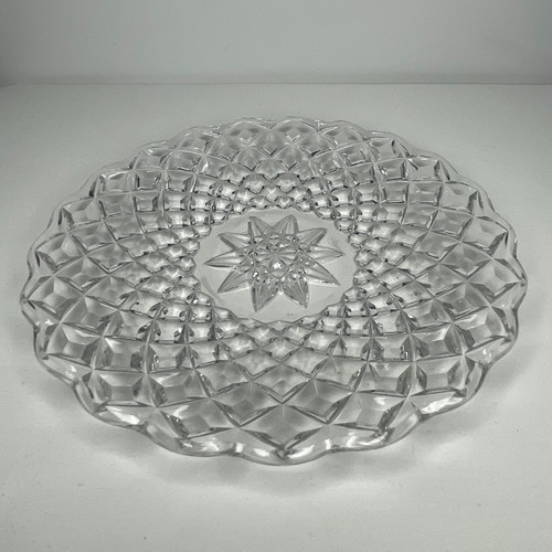 Vintage Cut Glass Plate Blue Boy Furniture