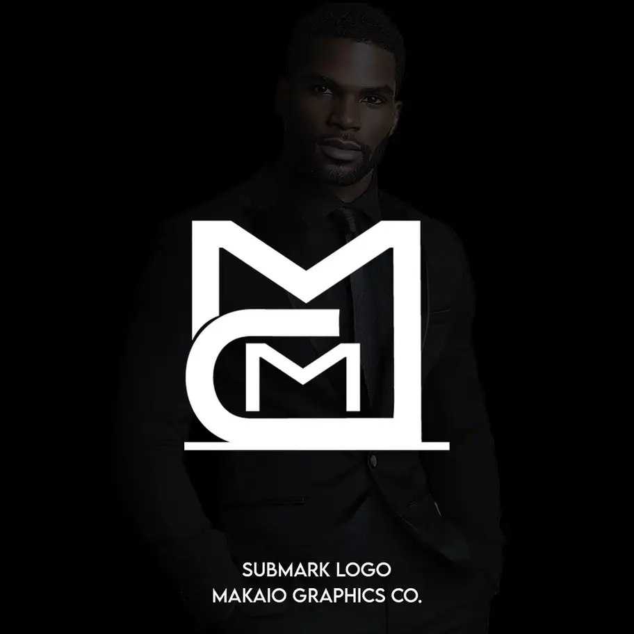 Man with logo reading SUBMARK LOGO MAKAIOGFXCO in front of him.