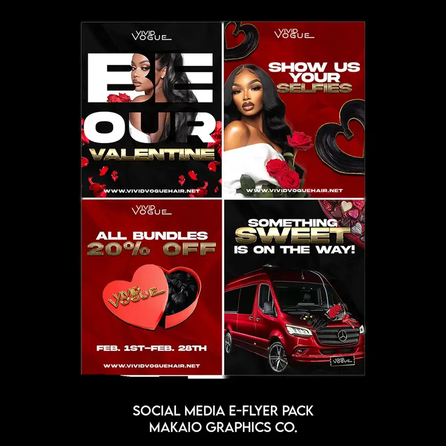 Valentine's Day flyers featuring models,