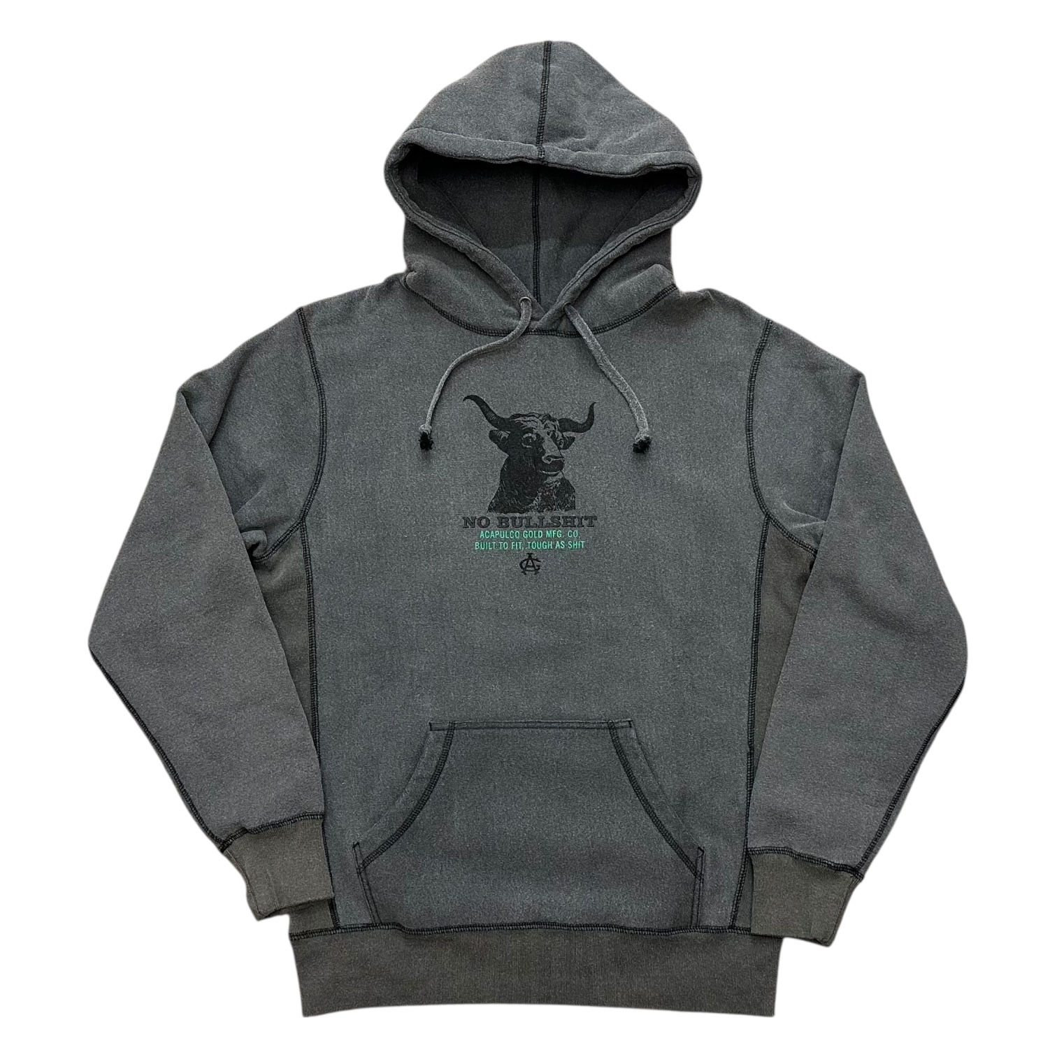 Acapulco Gold / NO BULLSHIT Pullover Hooded Sweatshirt (Worn Washed Effect)