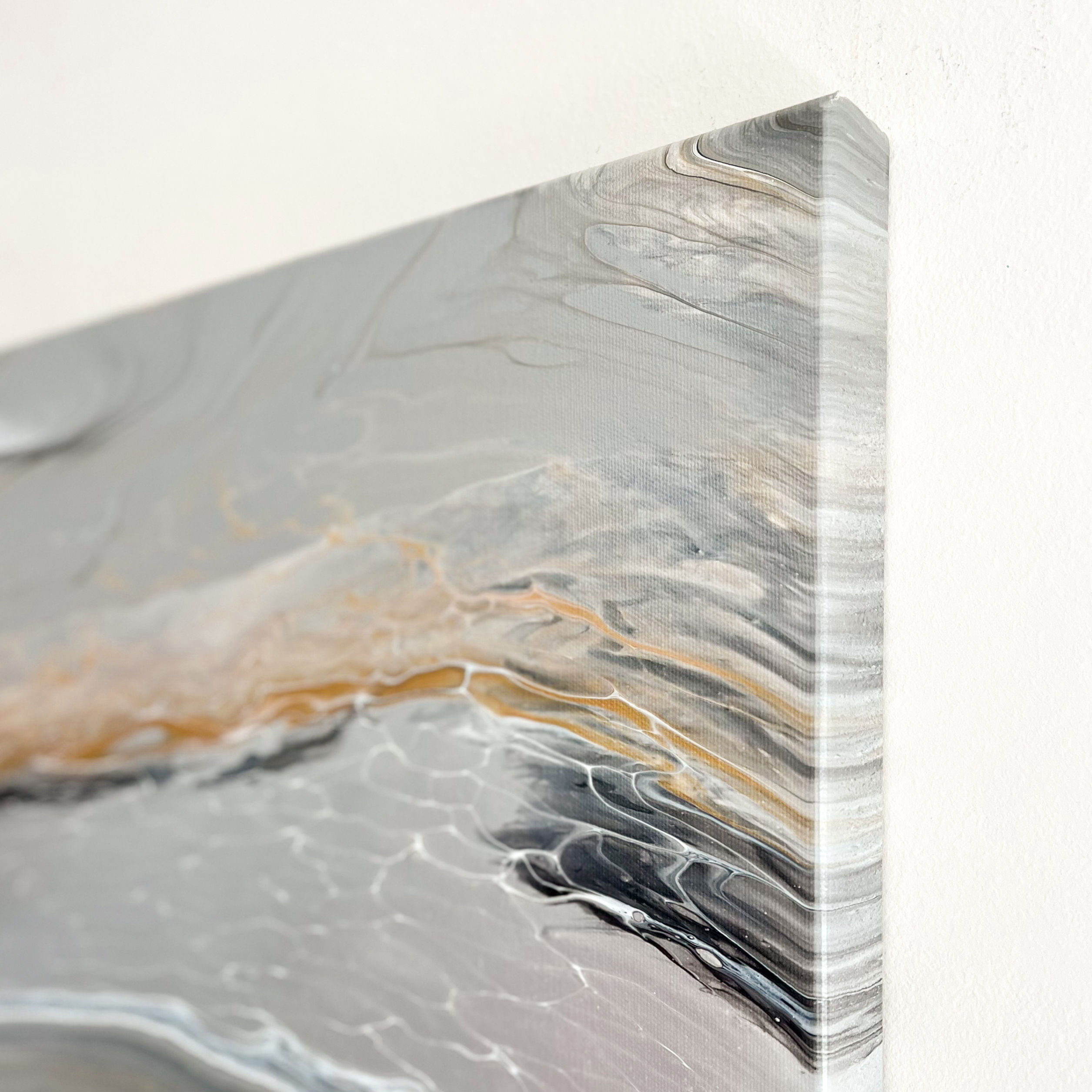 Abstract Grey Fluid Acrylic Deep Edged Canvas