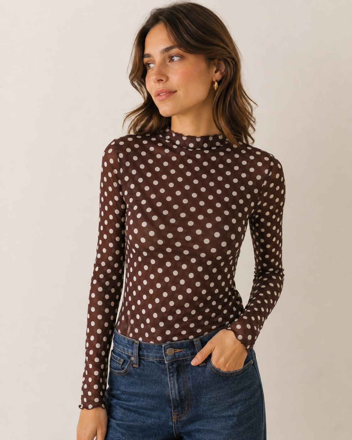 Polka Dot Long Sleeve - Bruin