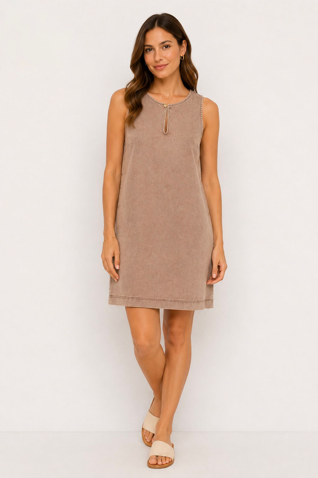Livia Denim Dress - Taupe