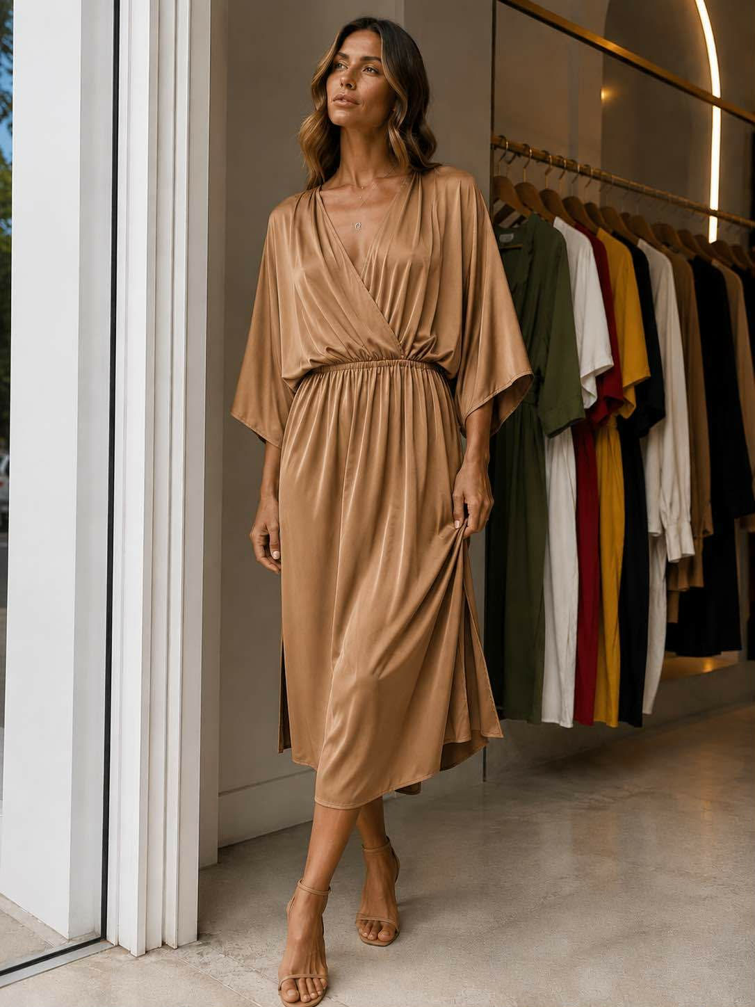 Amber Glow Dress BEIGE