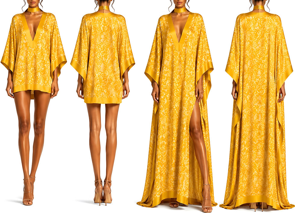 Thumbnail: Luxury silk short Kaftan. Golden Sun