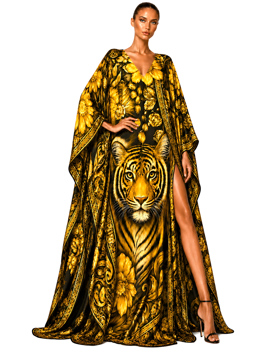 Thumbnail: Maxi Silk kaftan Victoria. Wild Felin