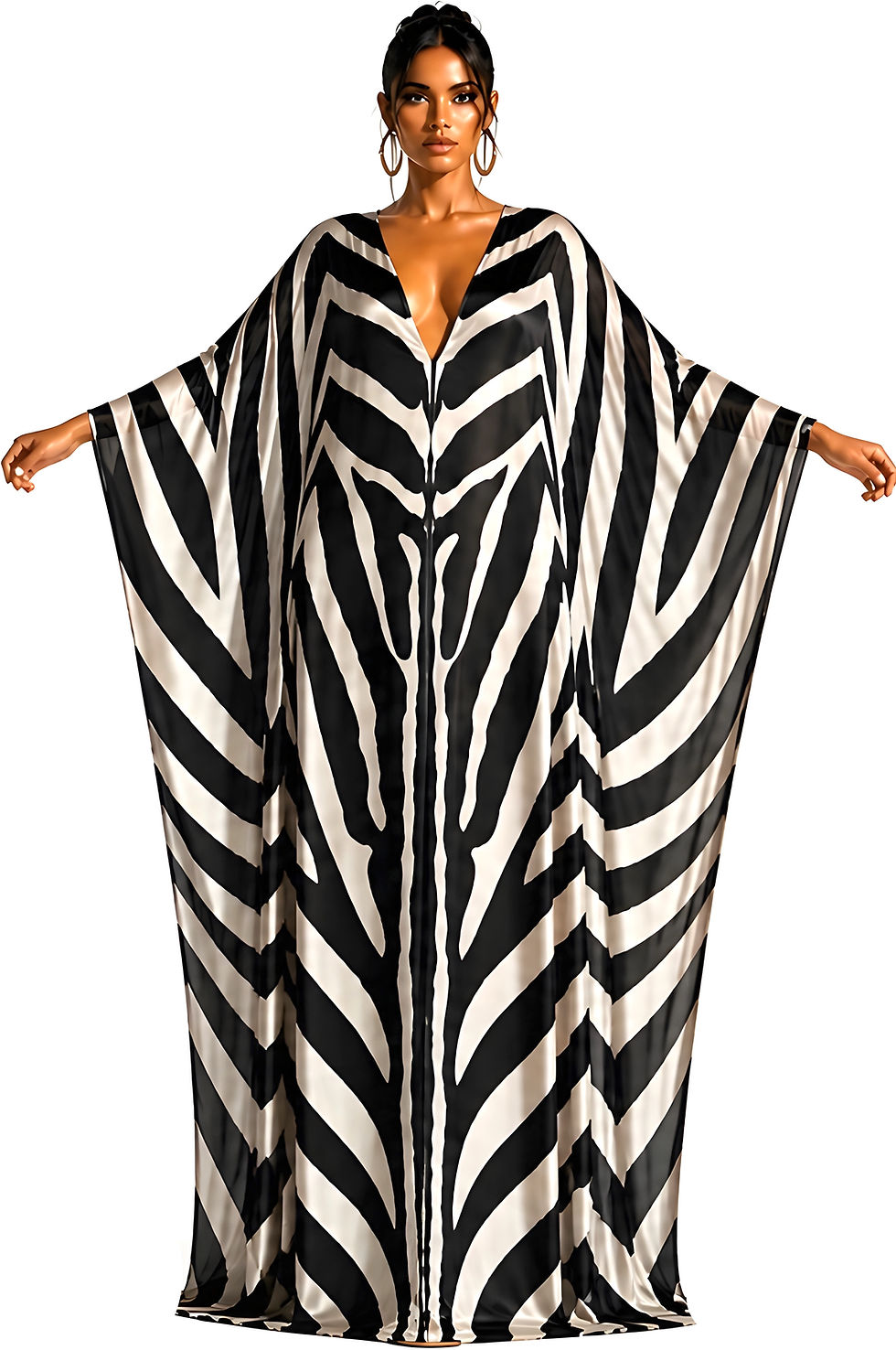 Thumbnail: Zebra Print Silk Kaftan. Signature Zebra