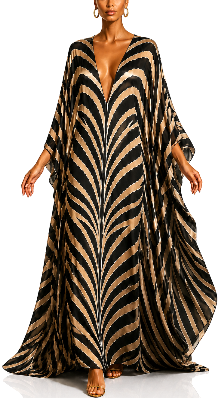 Luxury silk kaftan Victoria. Wild