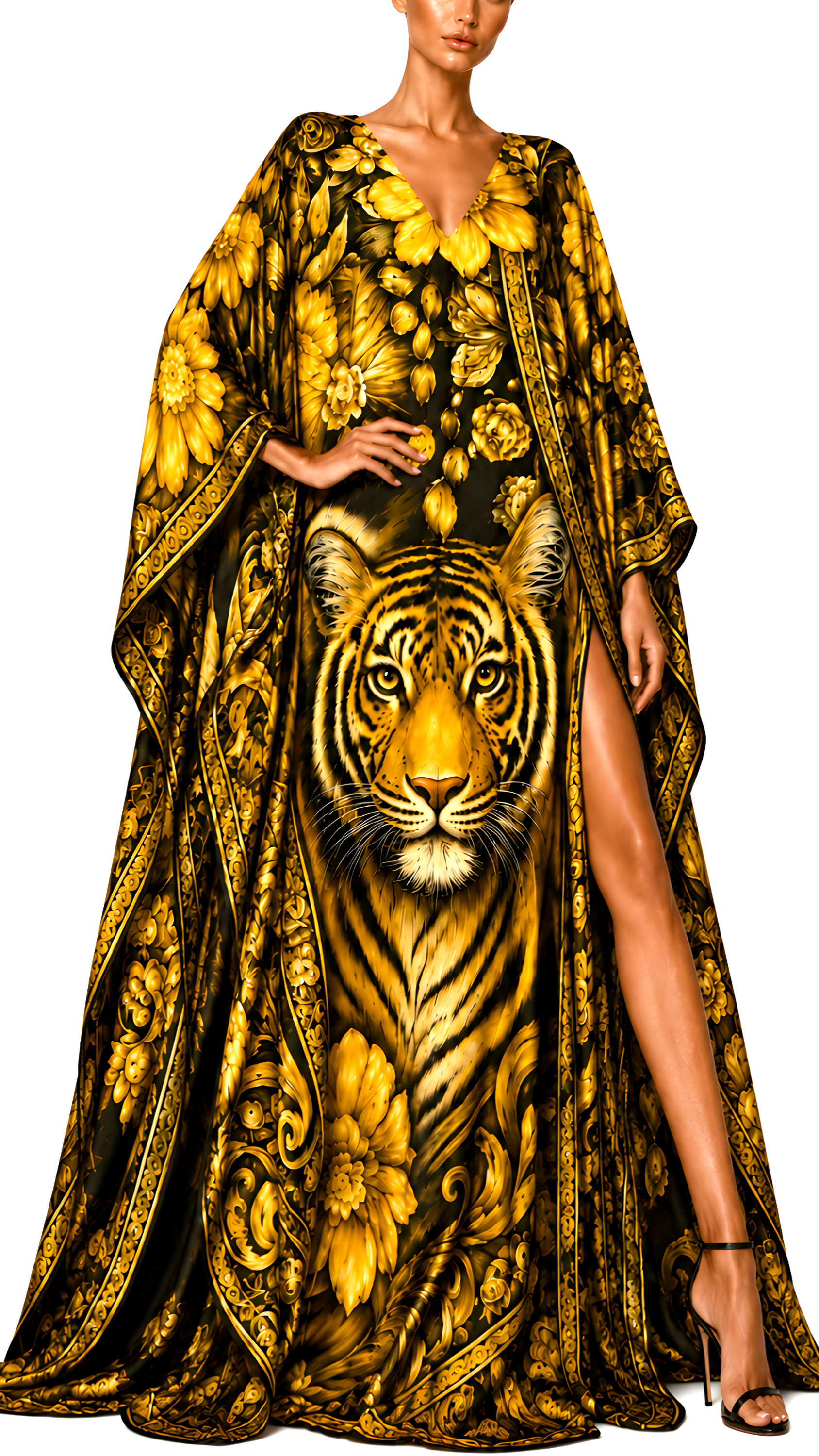 Maxi Silk kaftan Victoria. Wild Felin