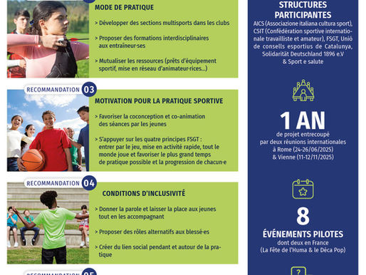 Les recommandations de Youth drop in sport