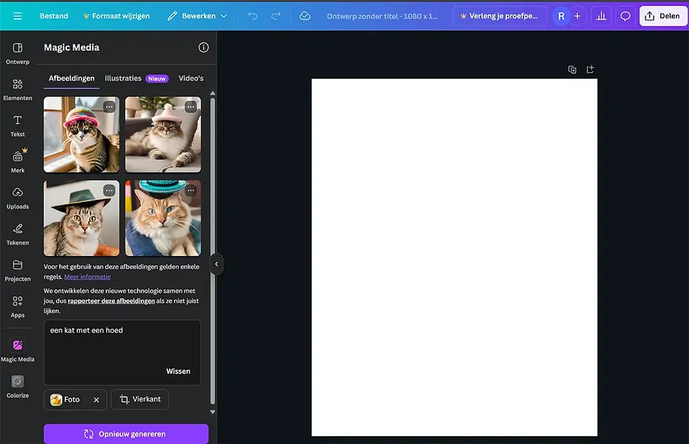 AI dreams - De interface van Canva