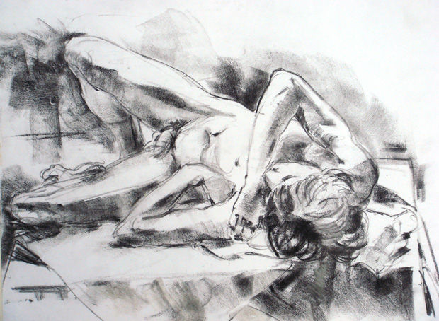 Life drawing, male reclining