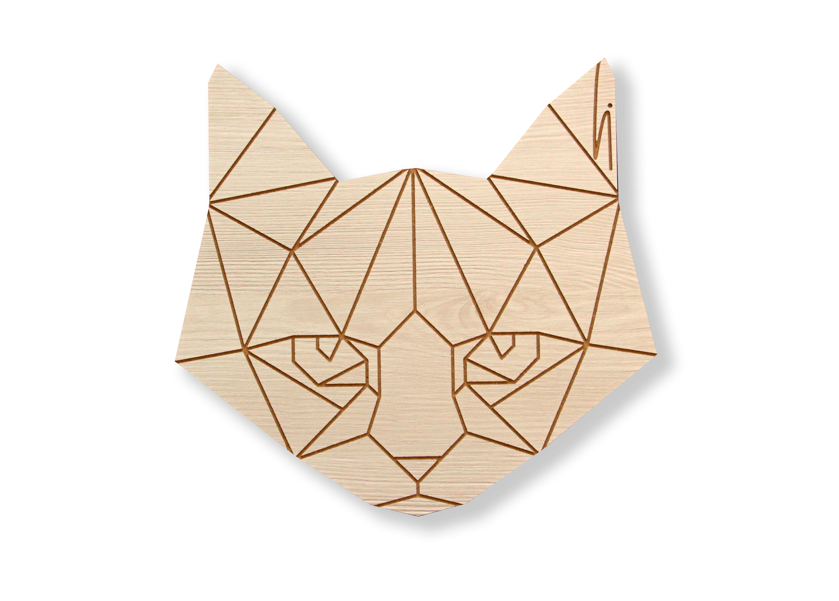Tierkopf "Katze" Pinie Polar im Polygonal Stil