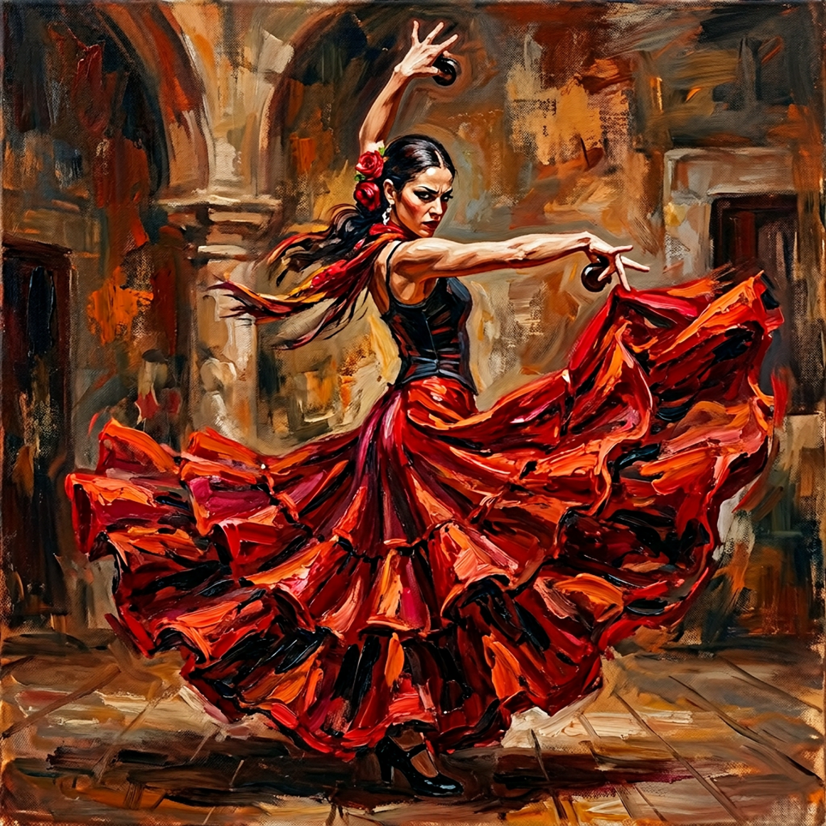 Dramatic Flamenco Dancer Prints. FDSQ16P