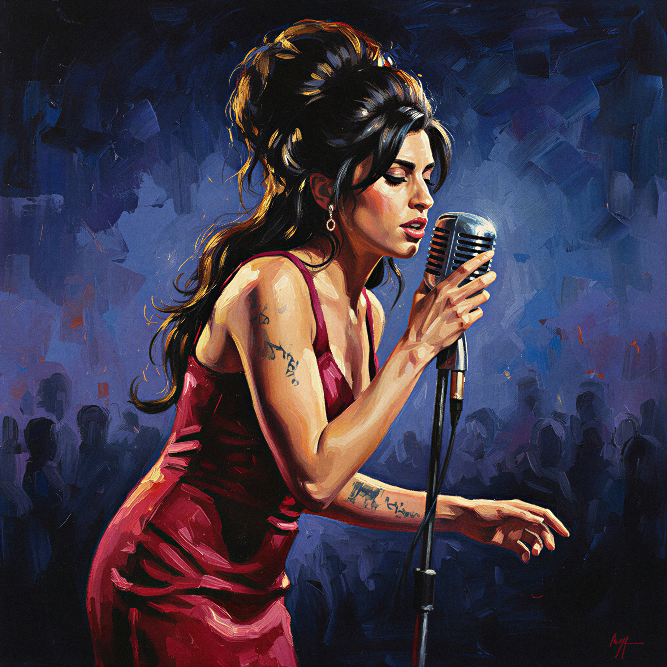 Amy Winehouse portrait painting. Ref: AWSQ1