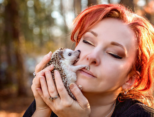 Hedgehog Loki hugging his Mom. Fire Art Studios Photography. Melbourne, Florida.