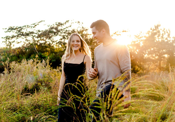 Artistic sunset engagement portraits of couples. Fire Art Studios. Melbourne, FL.