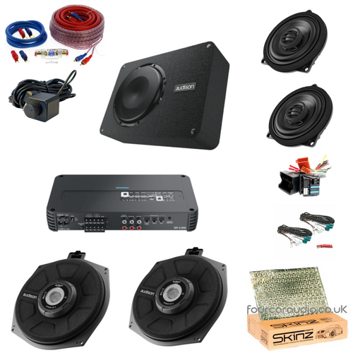 BMW Front Coaxial + Underseat Subs + Boot Sub with Non-DSP 5-Ch Amp & Remote