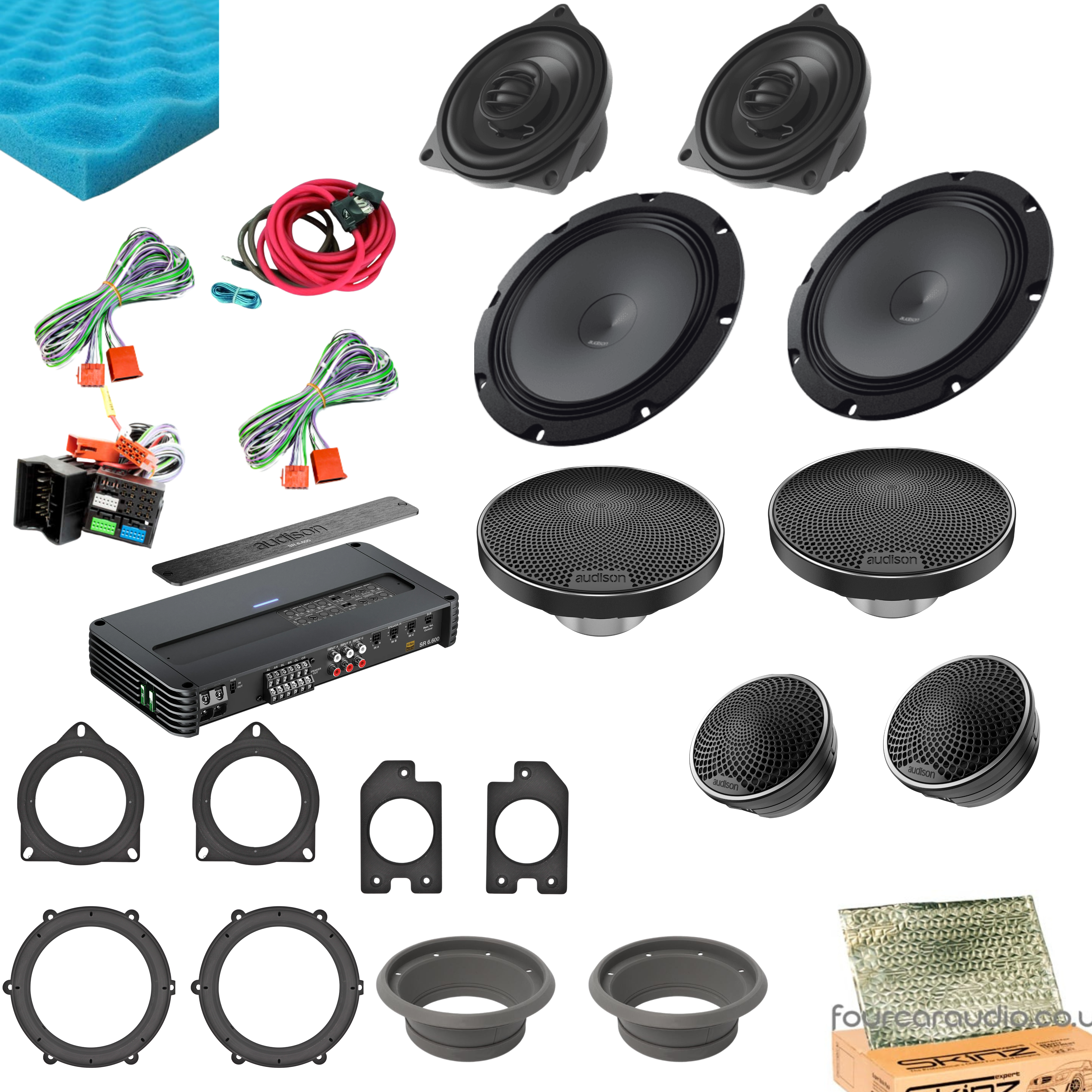 Porsche Front & Rear Speakers – High-Level 3-Way + Non-DSP Amplifier