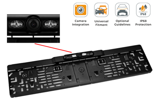 UK & European car number plate/ registration plate frame with built in rear view
