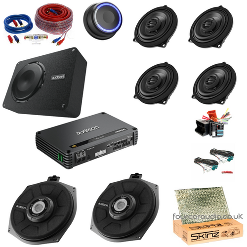 BMW Front & Rear Coaxial + Underseat Subs + Boot Sub with DSP Amplifier & Remote