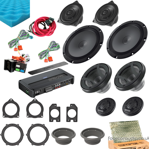Porsche Front & Rear Speakers – Mid-Level 3-Way + Non-DSP Amplifier
