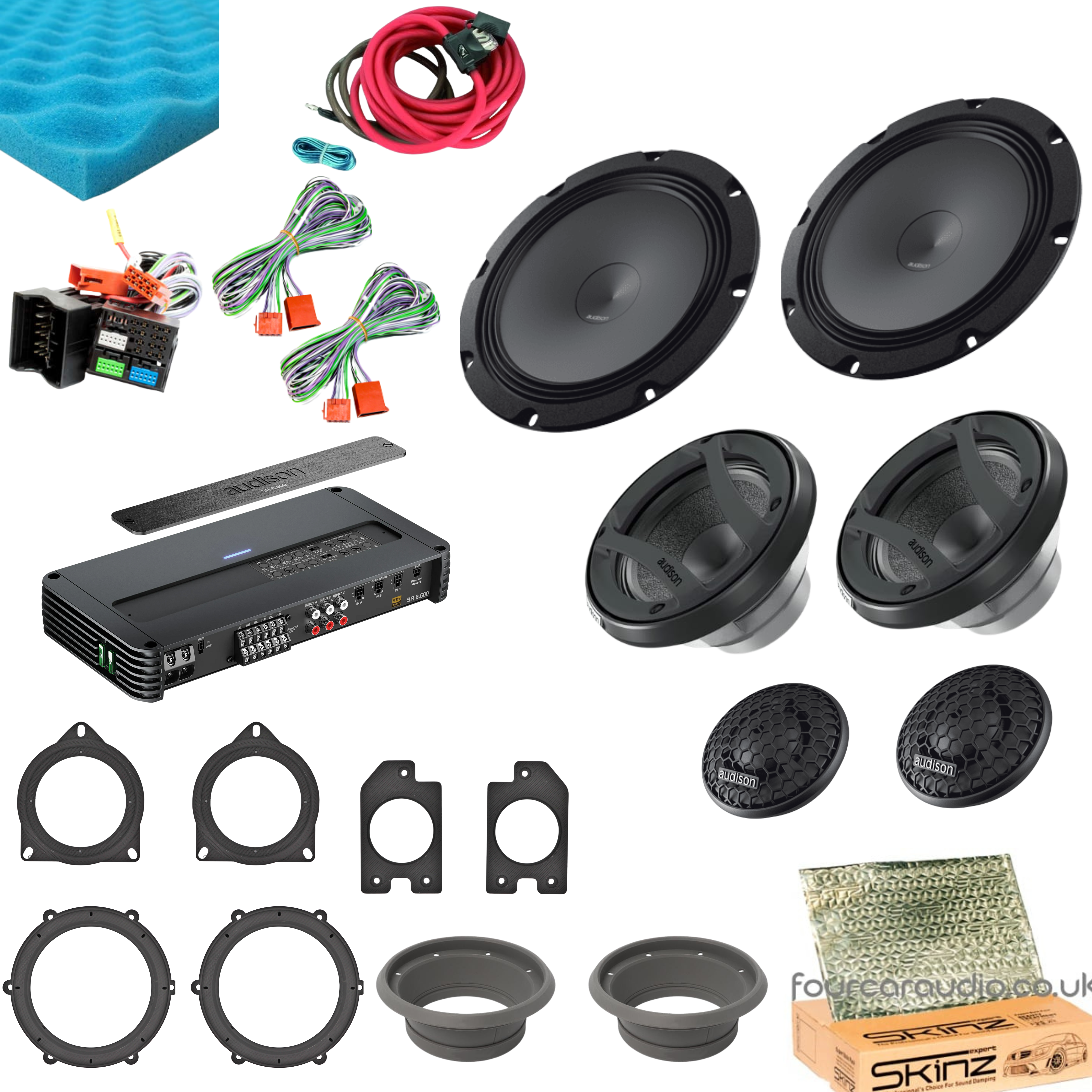 Porsche Front Door Speakers – Mid-Level 3-Way + Non-DSP Amplifier