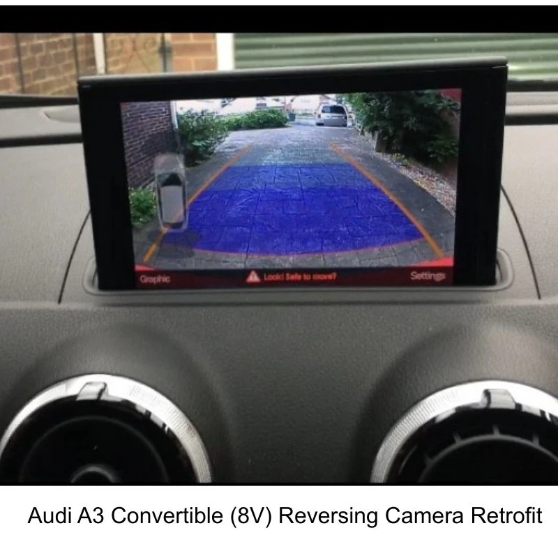 Autologics supplier example: Audi A3 Convertible 8V reversing camera display with parking guidelines