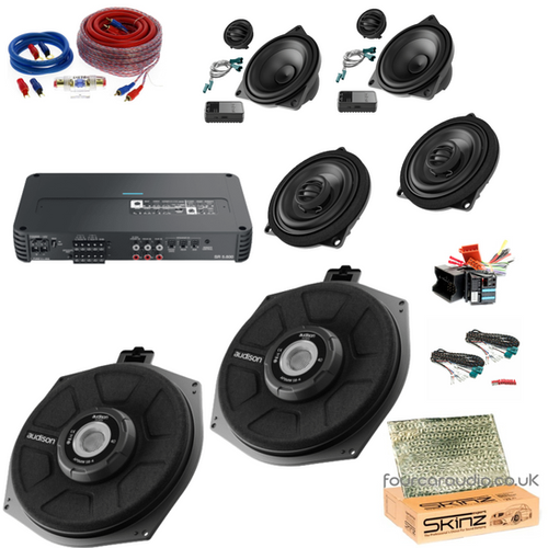 BMW Front Component + Rear Coaxial + Underseat Subs with Non-DSP 5-Channel Amp