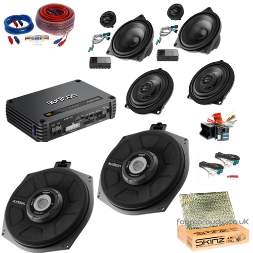 BMW Front Component + Rear Coaxial + Underseat Subwoofers with DSP Amp