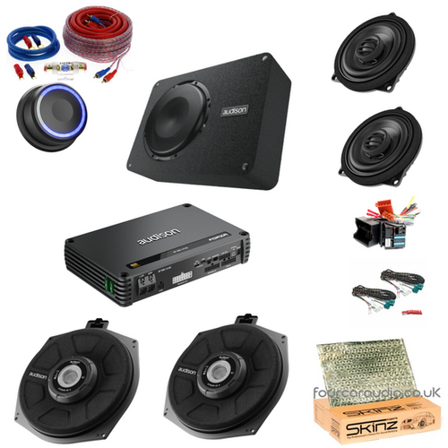 BMW Front Coaxial + Underseat Subs + Boot Sub with DSP Amplifier & Remote