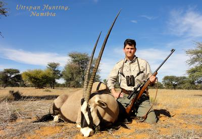 With a Kalahari Gemsbok, Rifle, Hunter, Safari Hunting, Brubaker Arms Blog Re-shared Story, Brubaker Arms Manufacturing Fine Firearm Restoration Custom Safari Gun re-shared article Hunting Story