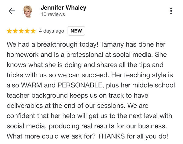 The Simple Touches Google review from realtor Jennifer Whaley