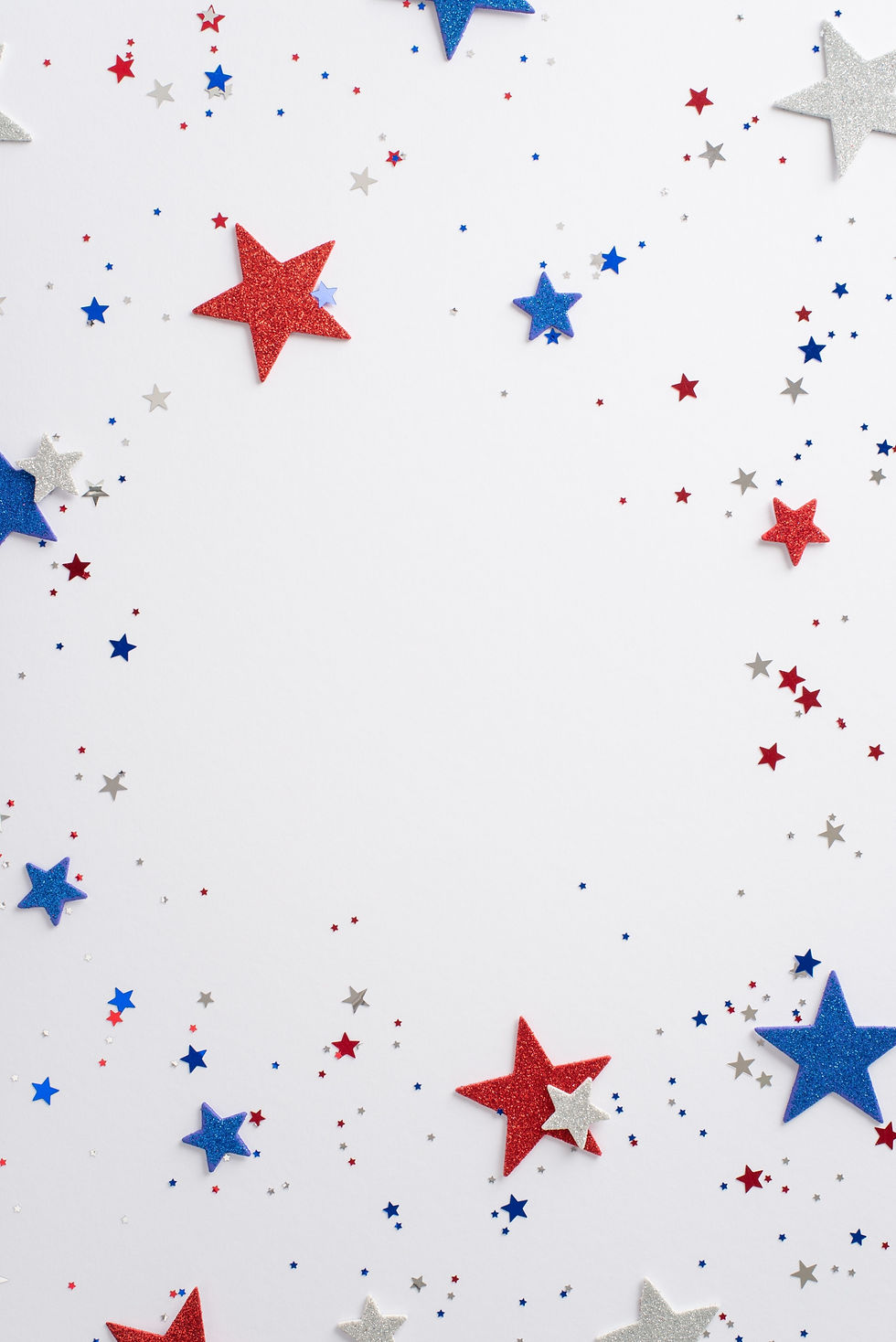 Public holiday in USA concept. High angle view photo of empty space surrounded by red, whi