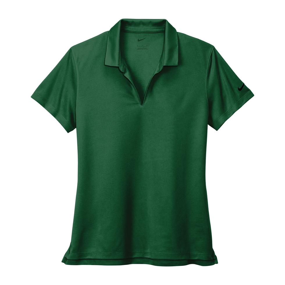 Thumbnail: Women's Nike short sleeve v-neck polo shirt in gorge green.